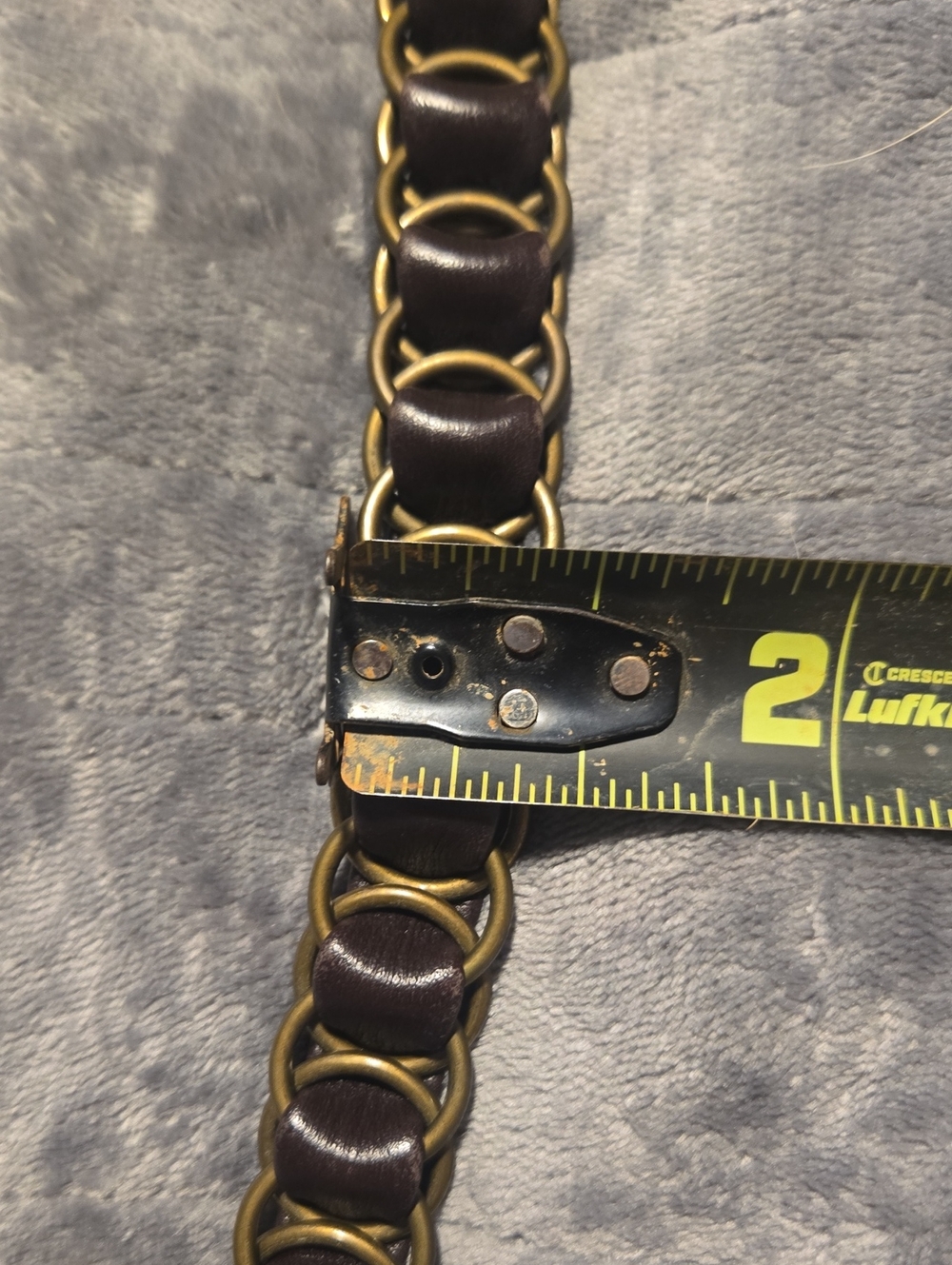 Talbots-Genuine Leather Btown/Chain Belt-Size Small - Picture 10 of 11